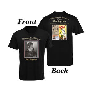 Rex Ingram | Cabochon im Himmel Film | Vorne und hinten bedrucktes T-Shirt im Konzertstil, schwarzes Theater, schwarzes Kino, Harlem Renaissance, T-Shirt