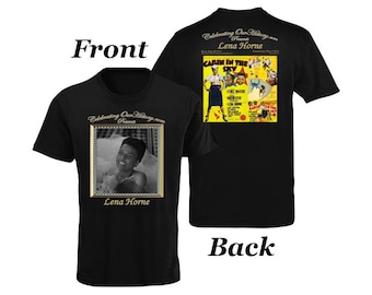 Camiseta con estampado de concierto de Lena Horne, película Cabin in the Sky, con parte delantera y trasera, leyendas de la era del jazz, cine negro, renacimiento de Harlem