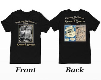 Kenneth Spencer / Cabin in the Sky / Camiseta de mujer con estampado de concierto en la parte delantera y trasera, leyendas de la era del jazz, cine negro, renacimiento de Harlem