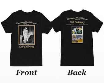 Cab Calloway / Stormy Weather / Camiseta de mujer con estampado de concierto en la parte delantera y trasera Leyendas de la era del jazz, cine negro, renacimiento de Harlem