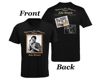 Ada Brown / Película Stormy Weather / Camiseta con estampado de concierto en la parte delantera y trasera, leyendas de la era del jazz, cine negro, renacimiento de Harlem, camiseta