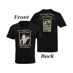 Cab Calloway | Stürmisches Wetter Film |  Vorne und hinten bedrucktes T-Shirt im Konzertstil, Jazz Age Legends, Black Kino, Harlem Renaissance, T-Shirt