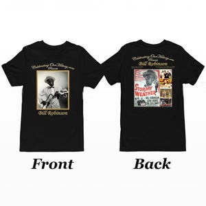 Bill Robinson | Stürmisches Wetter | Vorne und hinten bedrucktes Damen-T-Shirt im Konzertstil, Jazz Age Legends, Black Movie, Harlem Renaissance