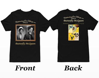 Camiseta de mujer estilo concierto con estampado de Butterfly McQueen / Cabin in the Sky / en la parte delantera y trasera, leyendas de la era del jazz, cine negro, renacimiento de Harlem