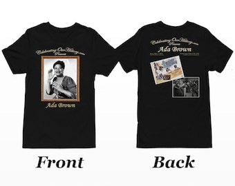 Ada Brown / Película Stormy Weather / Camiseta de mujer con estampado en la parte delantera y trasera, estilo concierto, leyendas de la era del jazz, cine negro, renacimiento de Harlem, camiseta