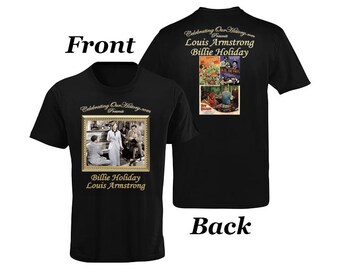 Camiseta con estampado de Billie Holiday y Louis Armstrong / Película de Nueva Orleans / Estilo concierto, leyendas de la era del jazz, cine negro, camiseta