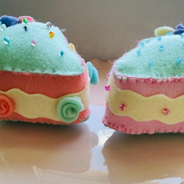 Pincushion felt cake slice