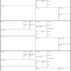 Compact Nursing Brain Sheet/Report Sheet Double Sided Up to 6 Patients - Customizable