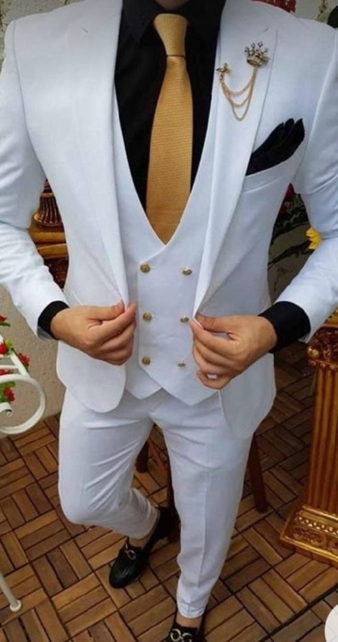 Men's White Suits 3 Piece for Men Dinner Suits Grooms Wear Etsy
