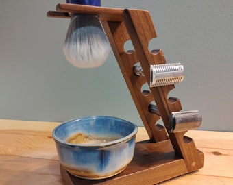 Wood Safety Razor Stand