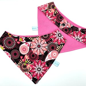 Pink floral dog bandana with snap adjustable closure