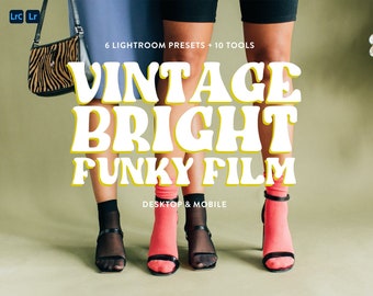 6 Film Preset Bundle + 10 Tools for Mobile & Desktop Lightroom, Vintage Grainy Presets, Mobile Preset Lightroom for Bloggers/Influencers