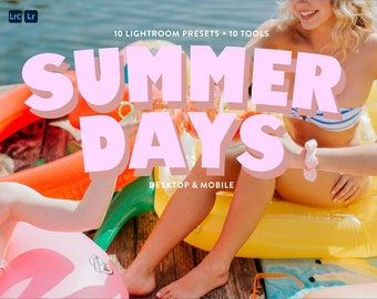 10 Summer Desktop & Mobile Lightroom Presets, Colorful Light Airy Presets, Natural Light Presets, Mobile + Desktop Lightroom Preset Bundle