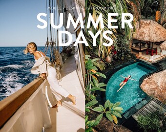 10 Summer Desktop & Mobile Lightroom Presets, Light Airy Presets, Colorful Travel Presets, Warm Influencer Filters Natural Light Presets