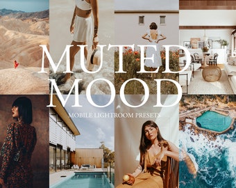7 Muted Mobile Lightroom Presets, Warm Natural Light Presets, Best Seller Presets, Moody Influencer Photo Editing Preset for Instagram