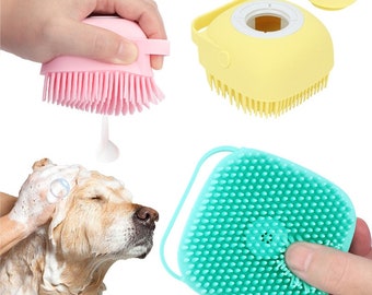 Pet Shampoo Brush Grooming Scrubber Comb with Massage for Dogs and Cats - Soft Silicone Rubber Bristles For Bathing and Brushing Short Hair