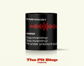 F1 Carlos Sainz Stop Inventing Radio Black Mug / F1 Mug / F1 Art / F1 Gift