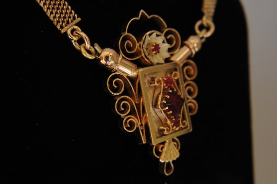 12KY - 10KY Gold Rhodolite Garnet Victorian Keeps… - image 8