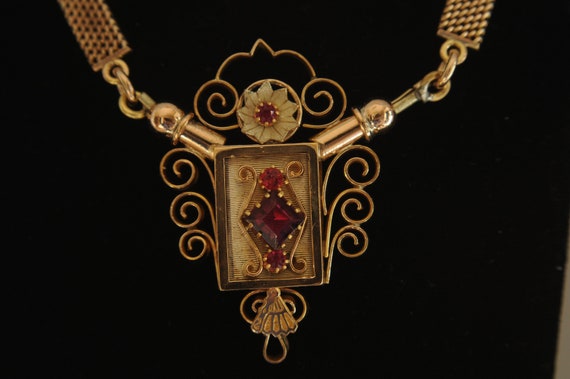12KY - 10KY Gold Rhodolite Garnet Victorian Keeps… - image 3