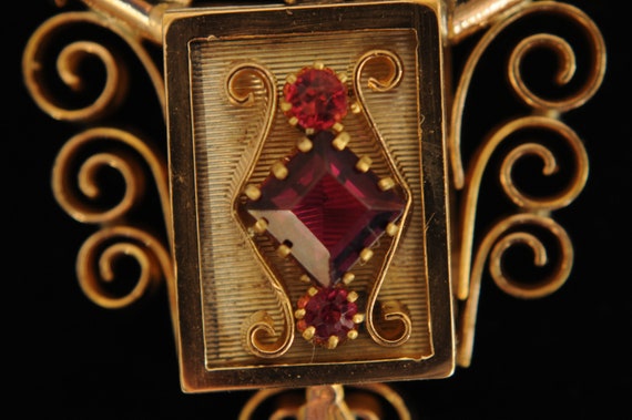 12KY - 10KY Gold Rhodolite Garnet Victorian Keeps… - image 5