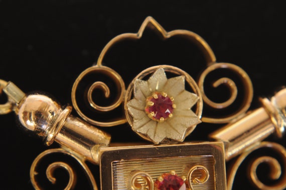 12KY - 10KY Gold Rhodolite Garnet Victorian Keeps… - image 4