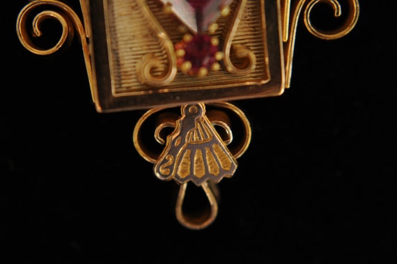 12KY - 10KY Gold Rhodolite Garnet Victorian Keeps… - image 6