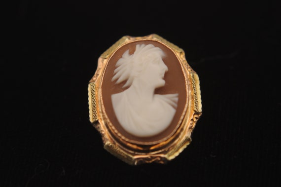 14KY Gold Vintage Victorian Cameo with 20" 1.7mm … - image 6