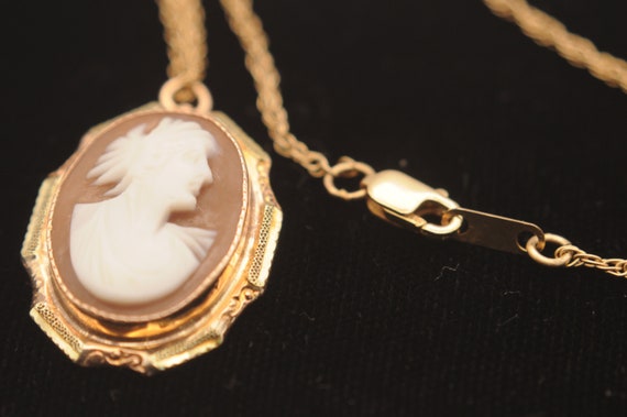 14KY Gold Vintage Victorian Cameo with 20" 1.7mm … - image 9