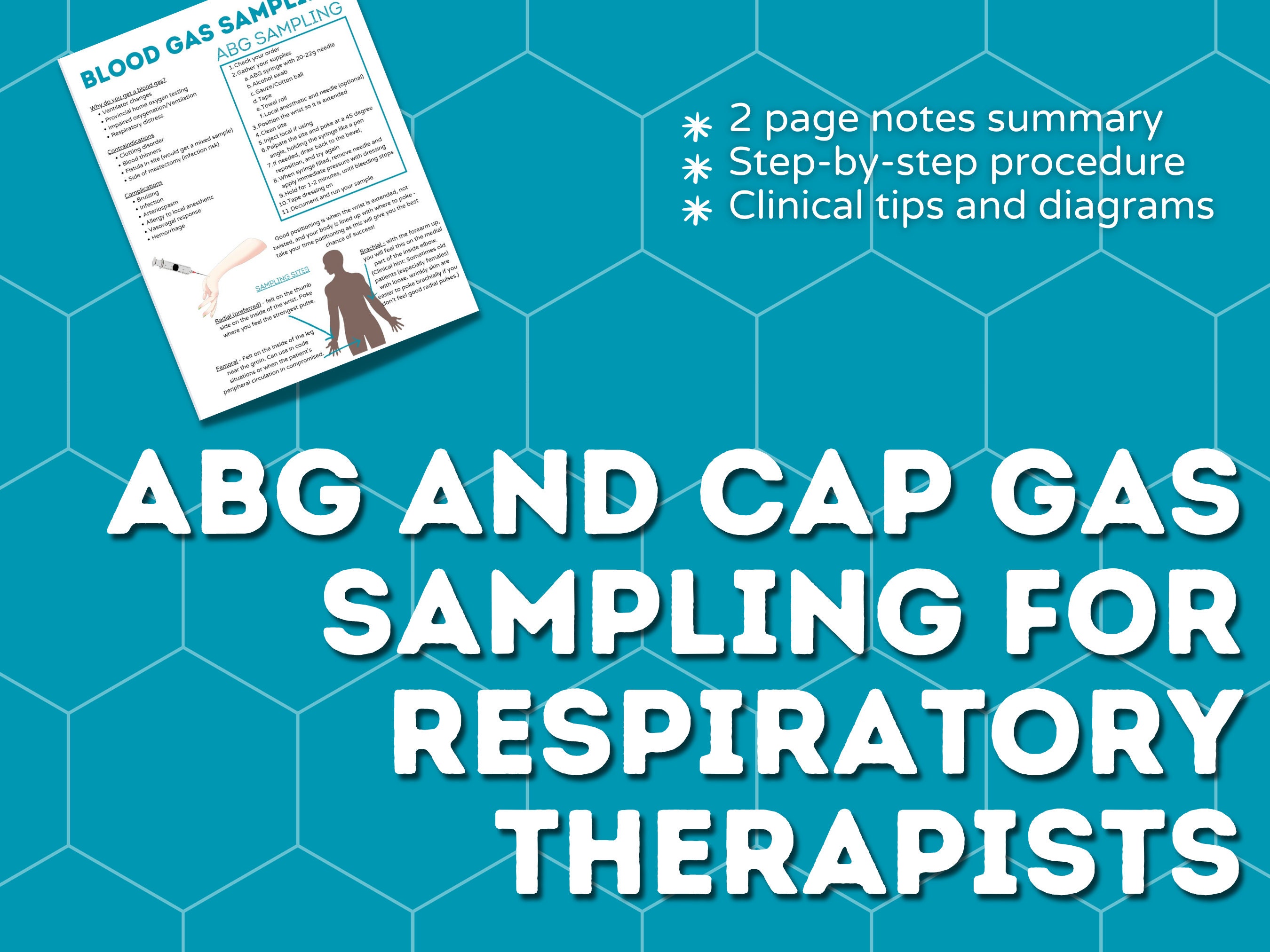 ABG Procedure Notes, ABG Sampling, ABG Study Guide, Blood Gases Study