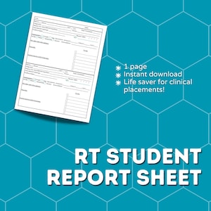 RT Student Report Sheet, Respiratory Therapy Report Sheet, ICU Report Sheet, RT study guide