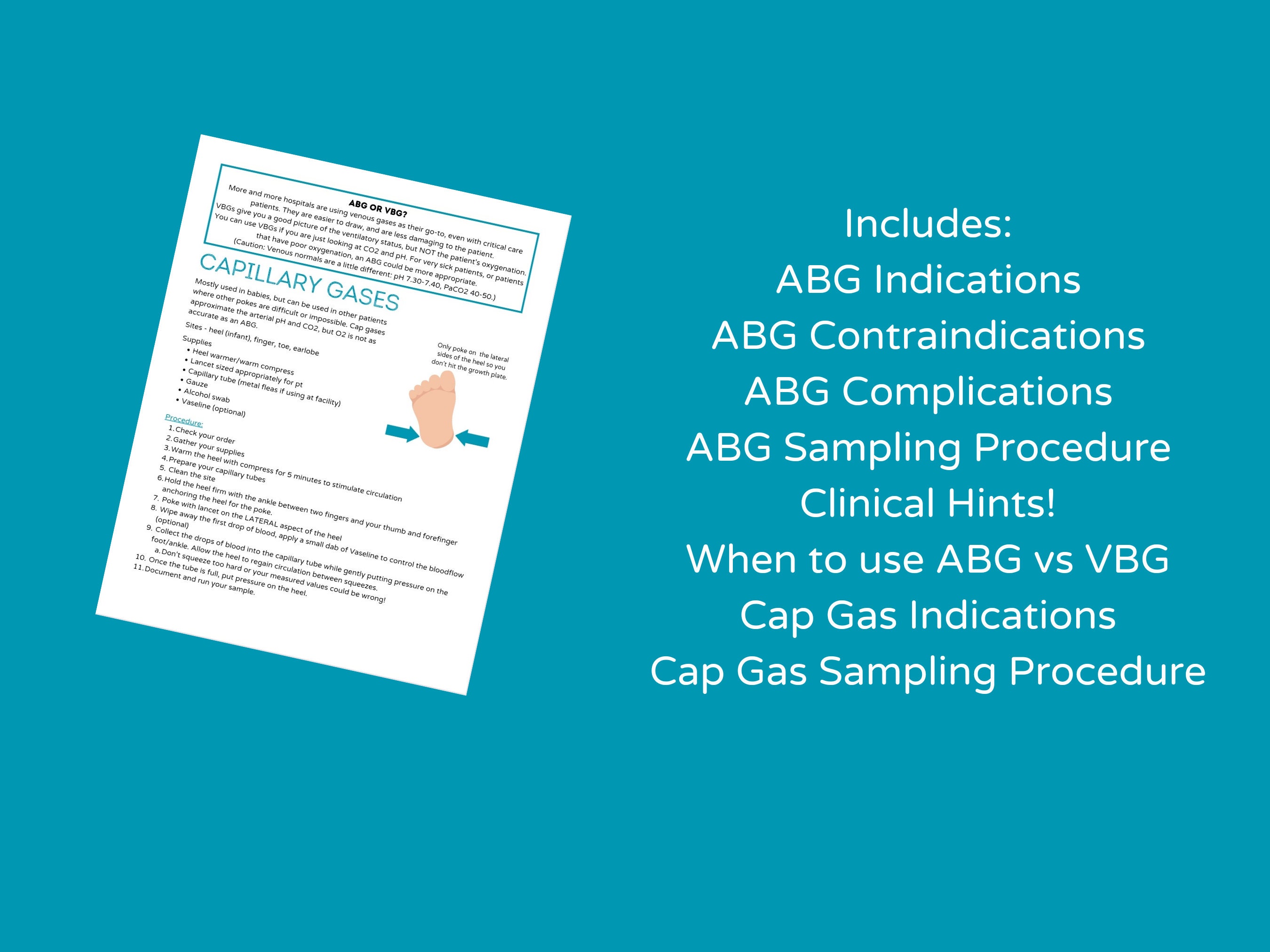 ABG Procedure Notes, ABG Sampling, ABG Study Guide, Blood Gases Study
