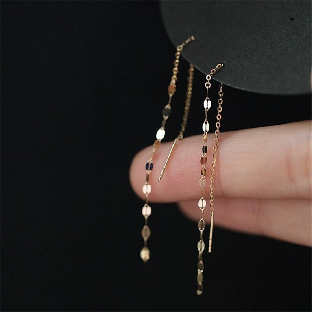 Gold Chain Dangle Earrings Long Chain Earrings Simple Long Etsy