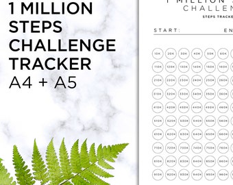 Printable Steps Challenge | 1 Million Steps Tracker Walking or Running | Step Log Sheet | Daily Fitness Challenge