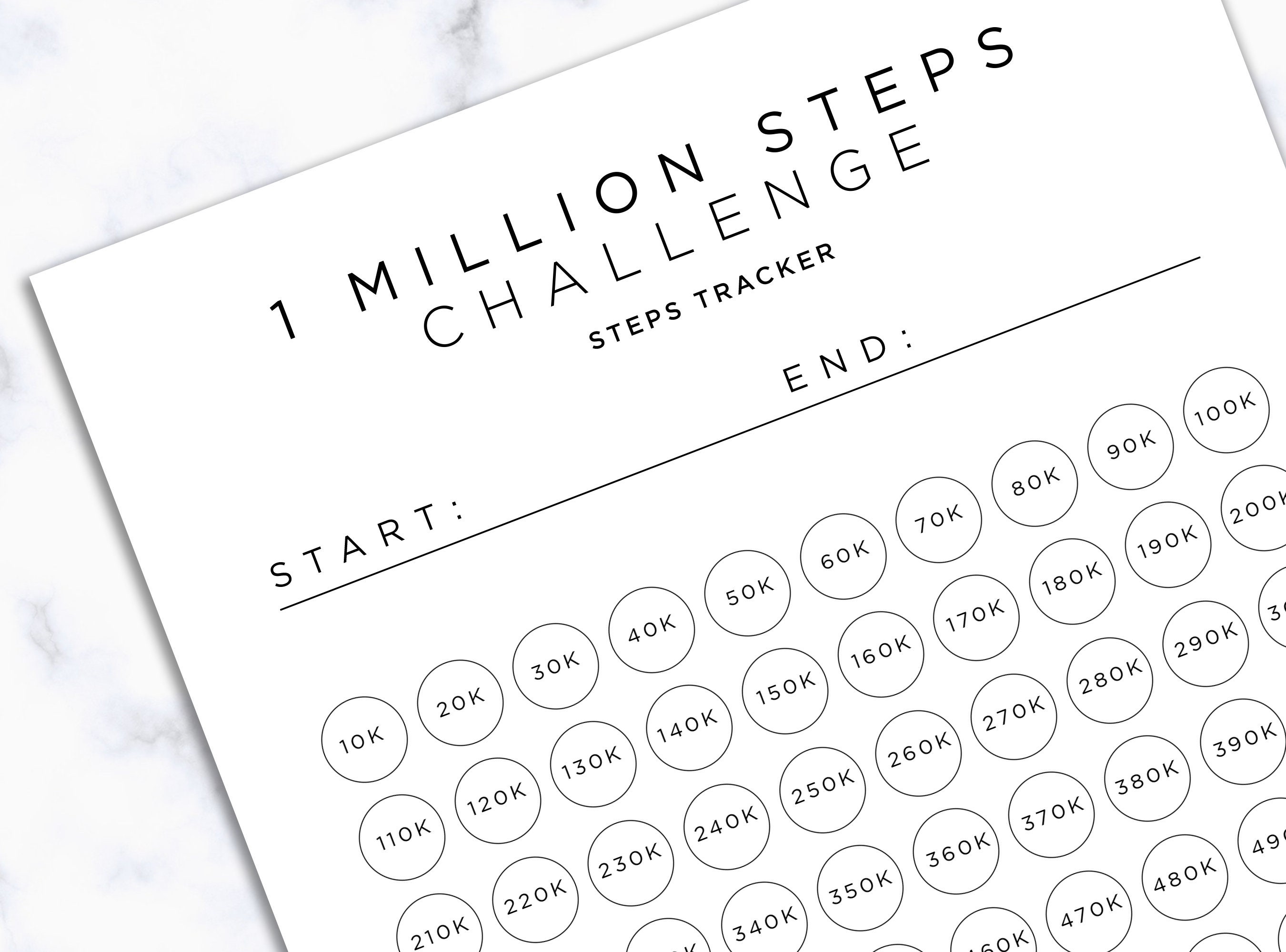 Printable Steps Challenge 1 Million Steps Tracker Walking or Running