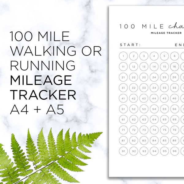Printable Walking or Running Challenge | 100 Mile Tracker | Mileage Log Sheet | Daily Fitness Challenge