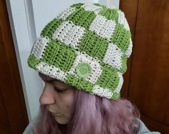 Bonnet Vintage Noir En Laine, Motif Crochet Fait Main Années 80 - Taille 54, 100% Laine, Fabrication France