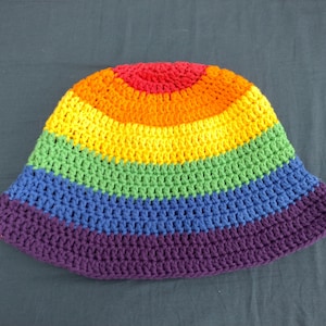Crochet bucket hat PRIDE COLLECTION - pride, lesbian, trans, bisexual, non-binary, asexual, summer hat, cotton, striped hat, rainbow hat
