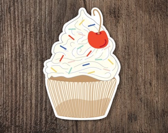 Sprinkle Cupcake Vinyl Sticker | Sprinkle Cupcake with a Cherry on Top! |