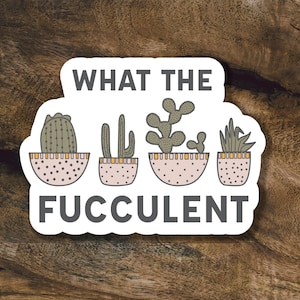 Qué pegatinas fuculentas / Pegatinas de cactus geniales / Pegatina de planta de casa de cactus punny / Calcomanía de computadora portátil de cactus / Pegatinas de plantas de casa divertidas