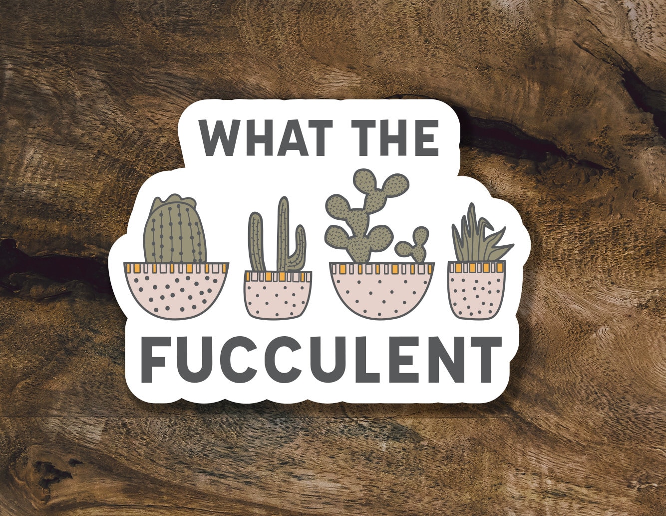 What the Fucculent Stickers | Cool Cactus Stickers| Punny Cactus House Plant Sticker  | Cactus Laptop Decal | Funny House Plant Stickers