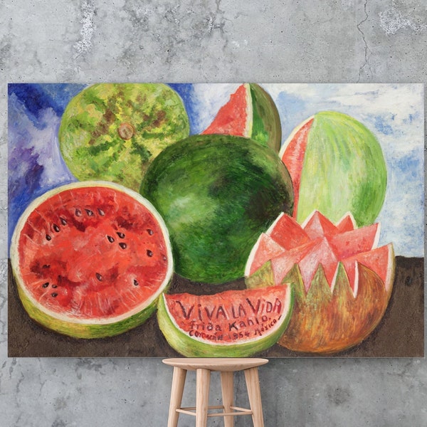 Viva la Vida Frida Kahlo digital download Still life Watermelons Printable wall art Kitchen decor High Res print
