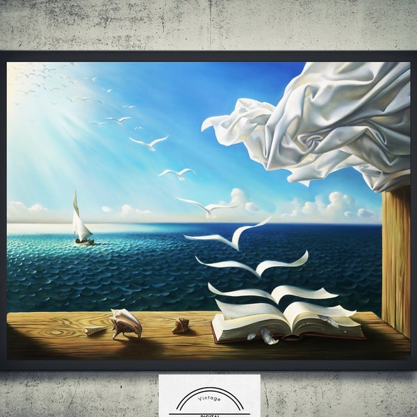 Book to Birds Salvador Dalì digital download Printable wall art Vintage Modern Wall Decor Surrealist home decor