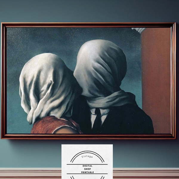 The Lovers | René Magritte | Printable vintage modern european wall art - digital download