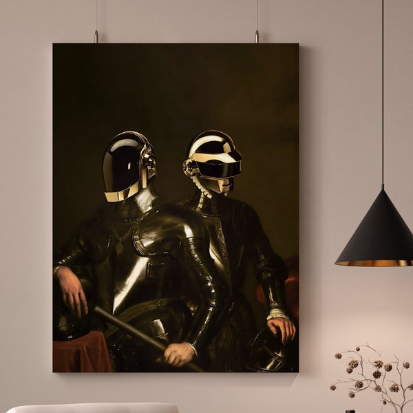 Daft Punk Vintage Portrait digital download Electronic Music poster Printable wall art home decor aristocratic illustration French House art