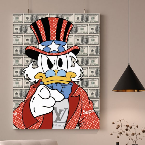 Scrooge McDuck "I want you" poster digital download Printable wall art Uncle Scrooge poster Luxury wall decor American Dream Pop Art