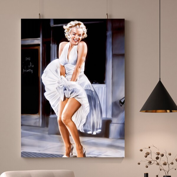 Marilyn Monroe poster digital download Printable wall art Marilyn with white Subway dress print Modern home decor Marilyn lovers gift