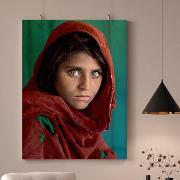 Afghan Girl Steve McCurry digitaler download Druckbare Wandkunst National Geographic Plakat Afghane Frau Druck Ikonenhaftes Bild Afghan-Wand-Dekor