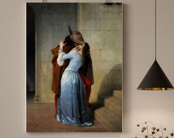 Il bacio / Francesco Hayez / Download istantaneo stampabile / Decorazione murale italiana romantica / Stampa d'arte vintage / Download digitale