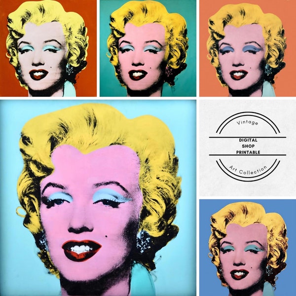 Shot Marilyns di Andy Warhol Gallery Wall Art Set Marilyn Monroe Poster Pop Art download digitale Set di arte moderna digitale stampabile