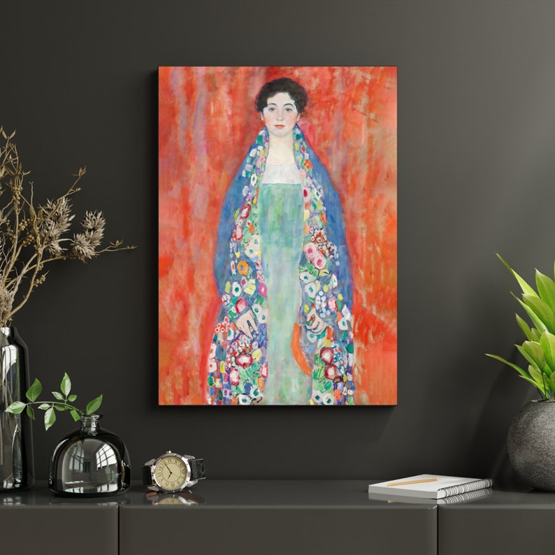 Portrait of Fräulein Lieser Gustav Klimt digital download Printable wall art Vintage Home decor Klimt's last portrait print Colorful art image 3